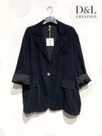 Plus Size Velvet jacket with gold button and fake pockets size 38 to 52