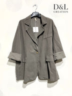 Plus Size Velvet jacket with gold button and fake pockets size 38 to 52