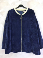 Plus Size Velvet jacket with zipper and pockets