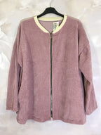 Plus Size Velvet Jacket with Zipper and Pockets