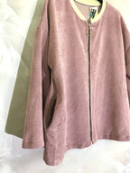 Plus Size Velvet Jacket with Zipper and Pockets