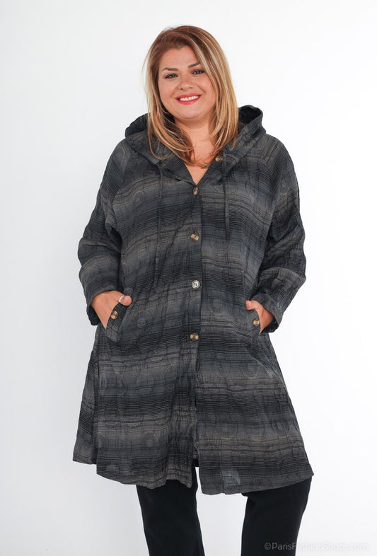 Plus Size Jacka med Huva