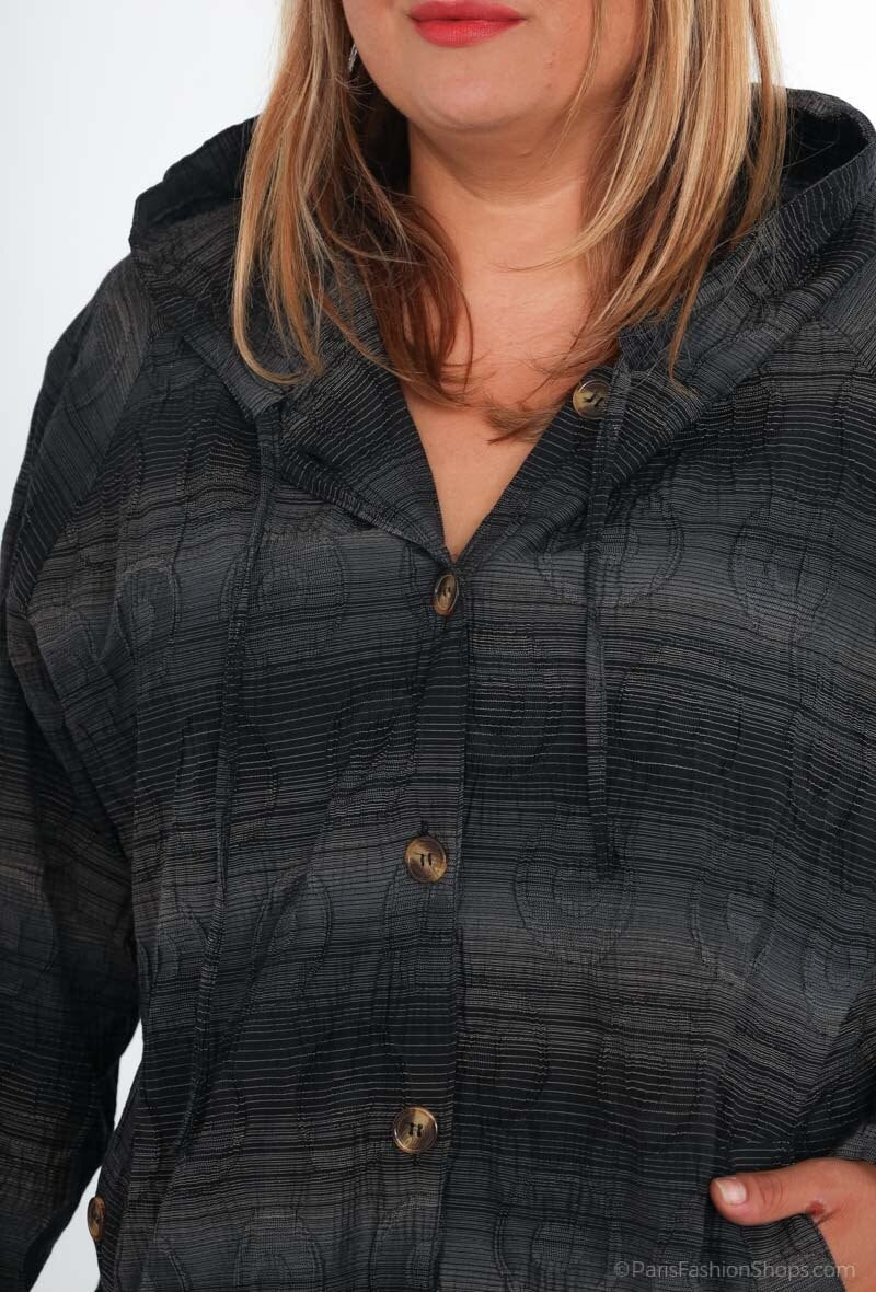 Plus Size Jacka med Huva