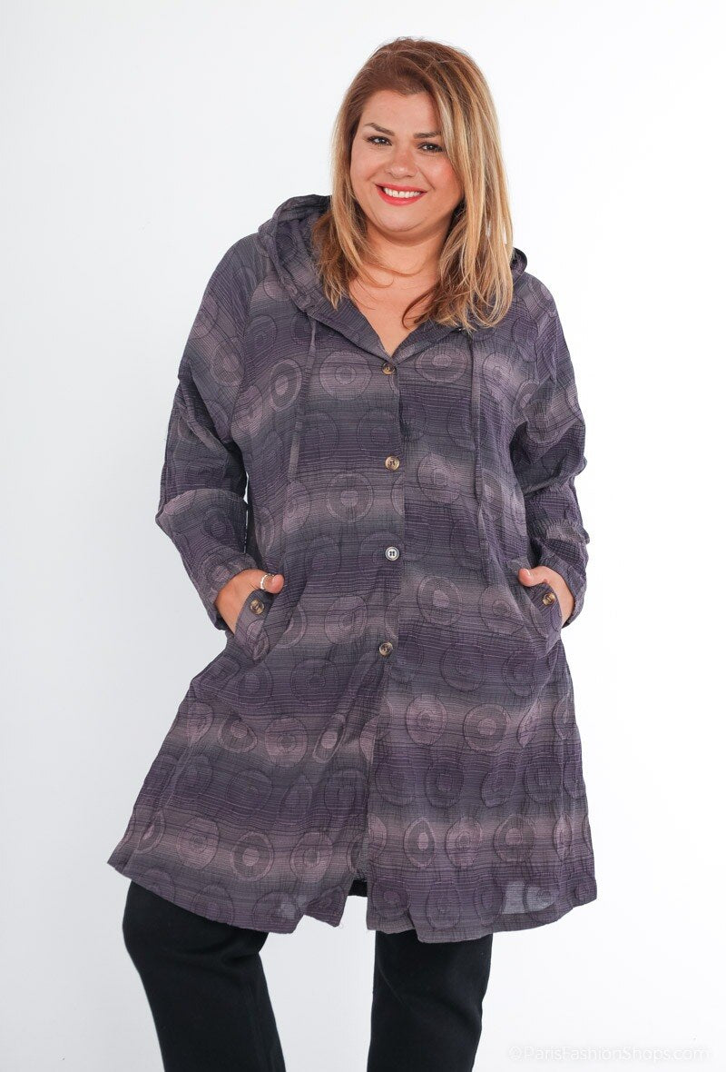 Plus Size Jacka med Huva