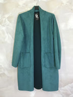 Long suede jacket with pockets i Stor Storlek