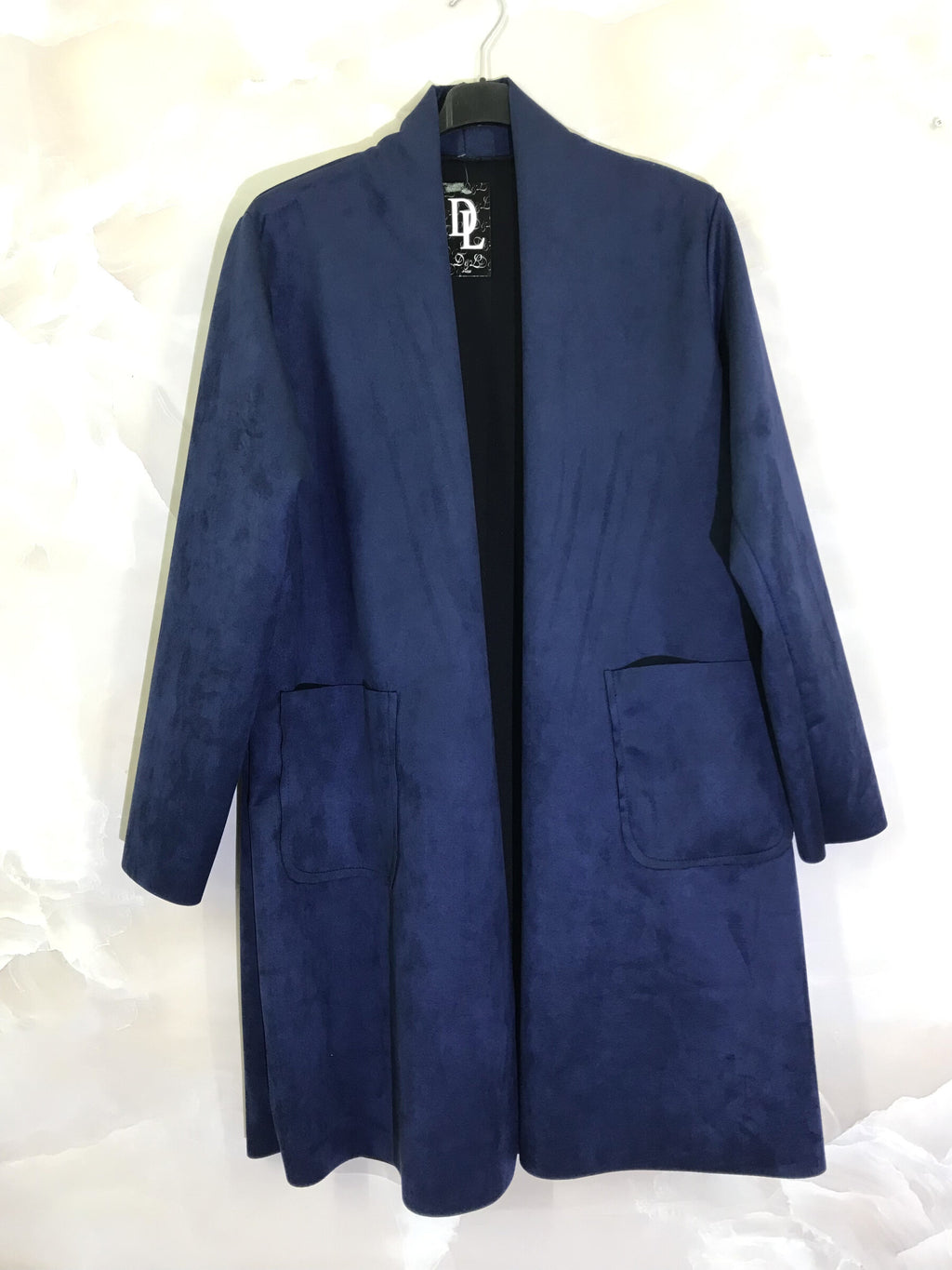 Plus Size Long suede jacket with pockets