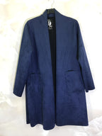 Plus Size Long suede jacket with pockets