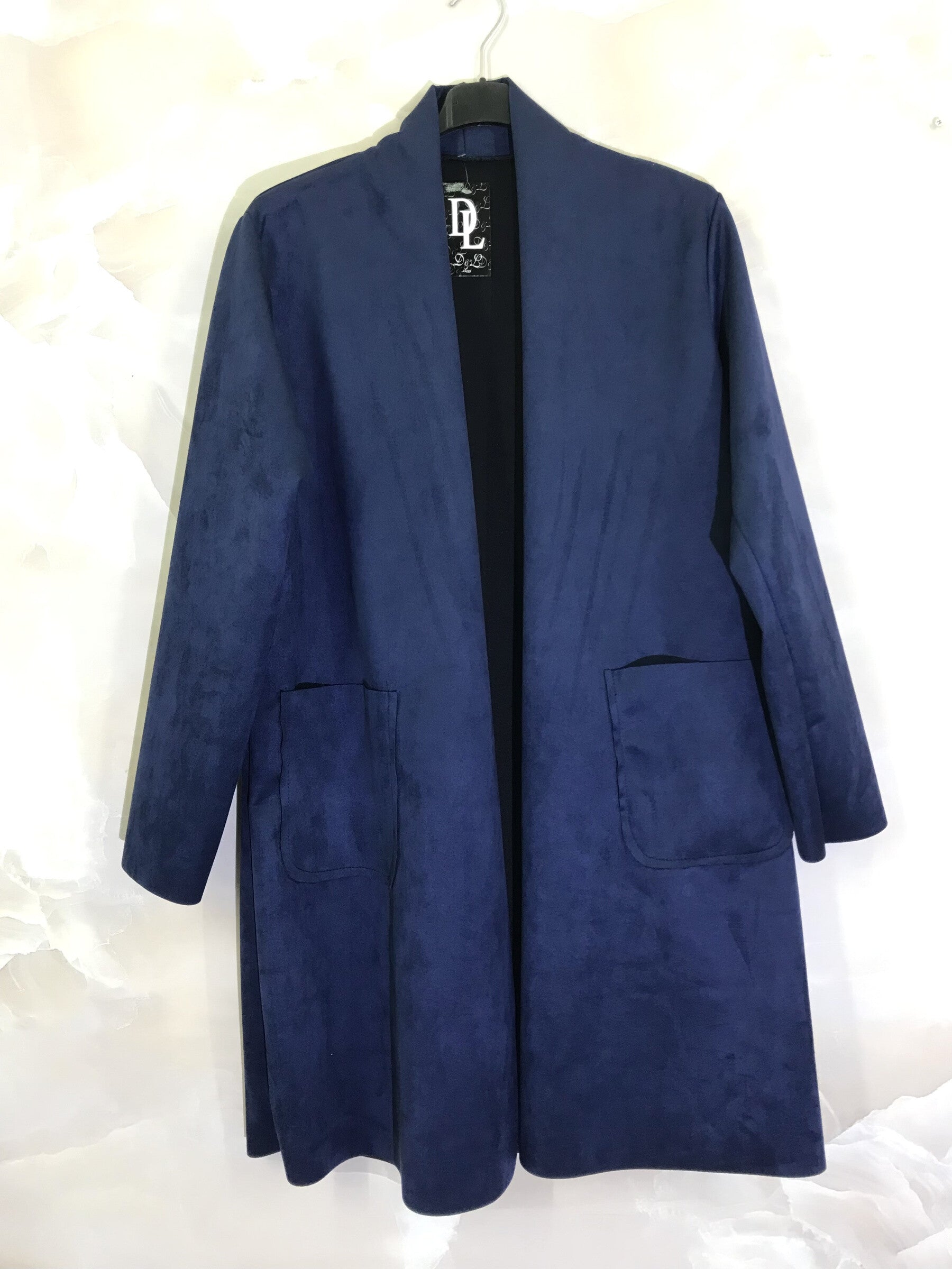Plus Size Long suede jacket with pockets