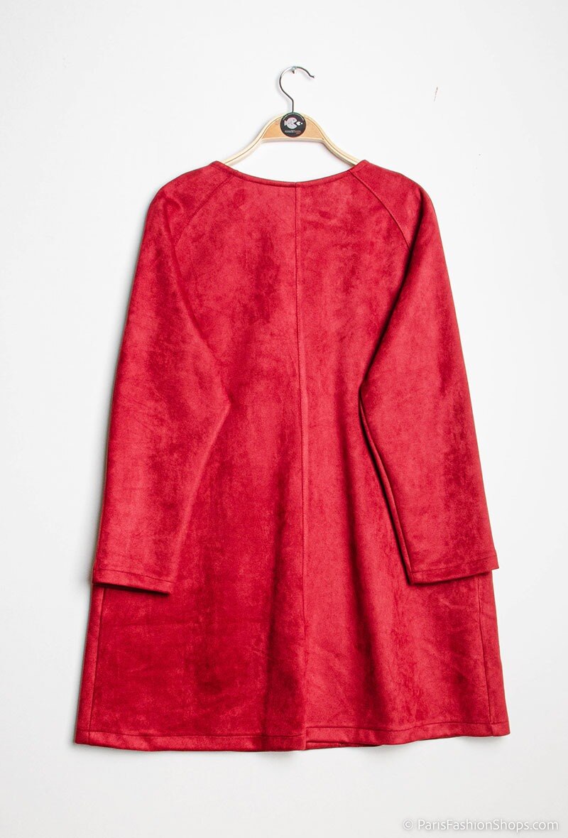 Mid-length faux suede jacket i Stor Storlek