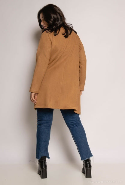 Plus Size Mid-length Faux Suede Jacket