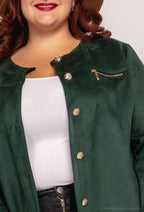 Plus Size Mid-Length Faux Suede Jacket