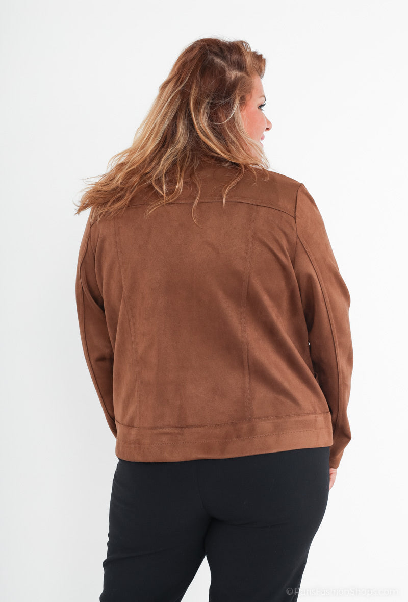 Suede Jacket i Stor Storlek – Elegans och Komfort för Plussize Kvinnor