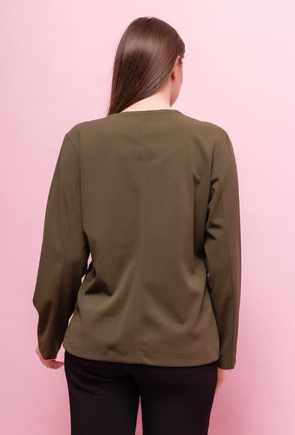 Plus Size Stretch Jacket with Applied Lace