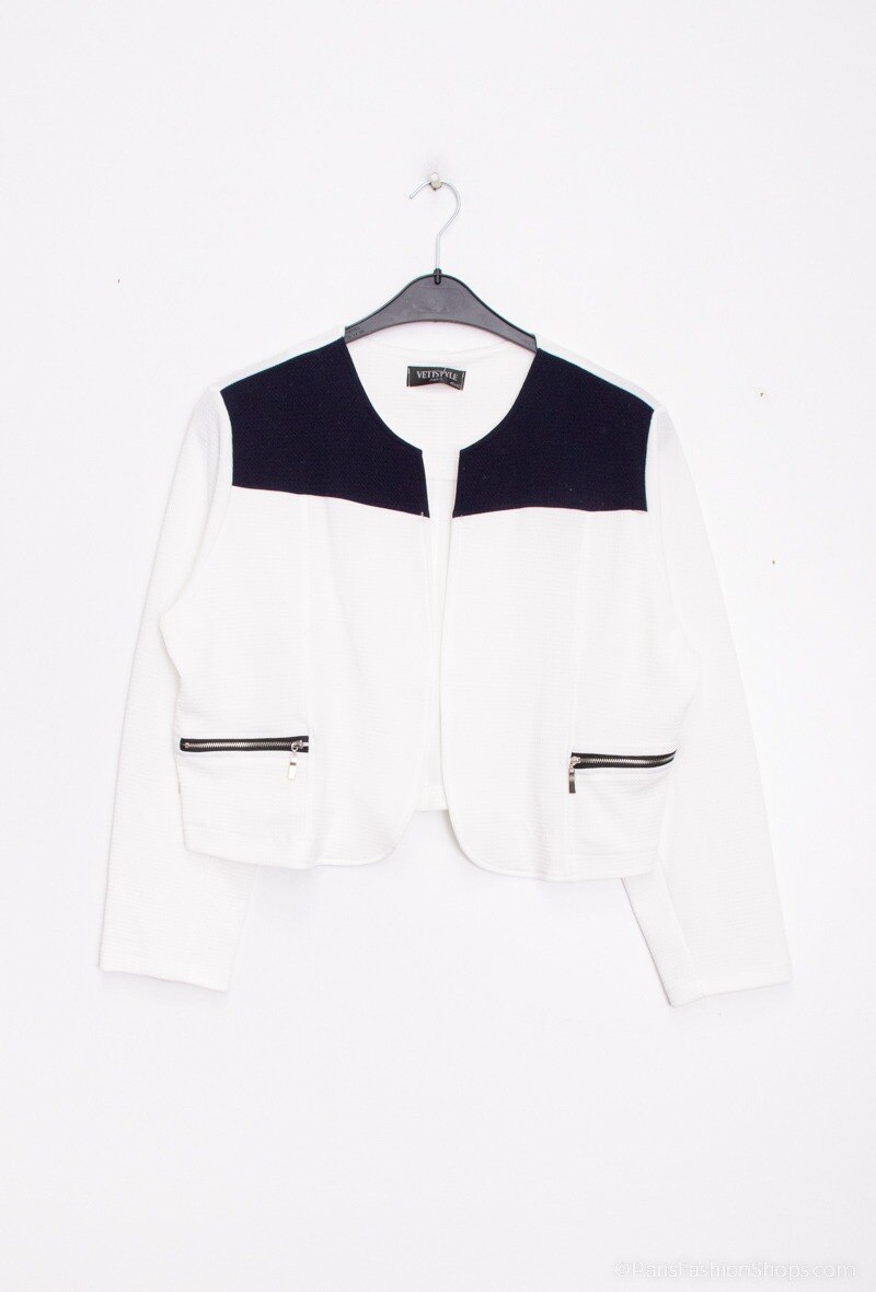 Plus Size Twoech -tone stretch jacket