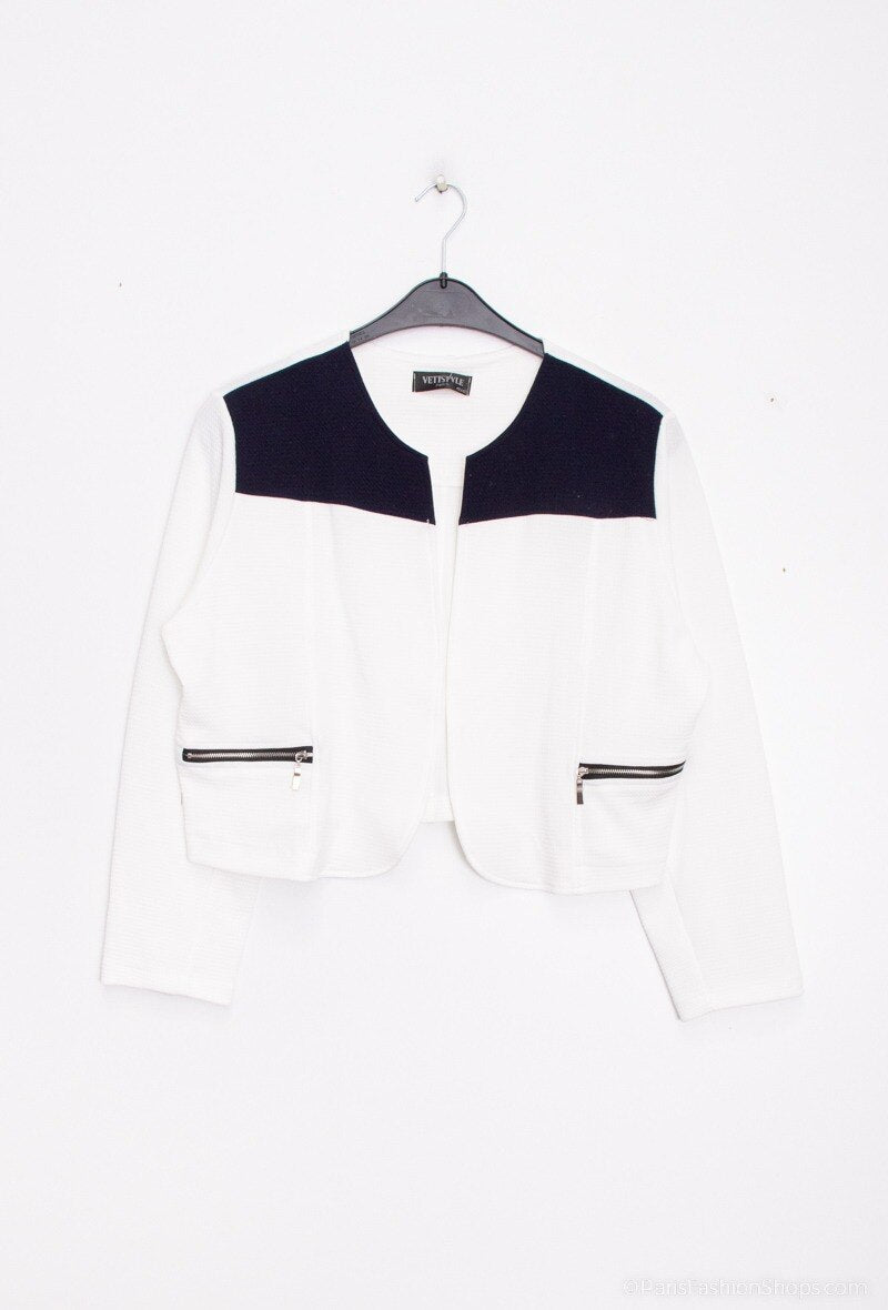 Plus Size Twoech -tone stretch jacket