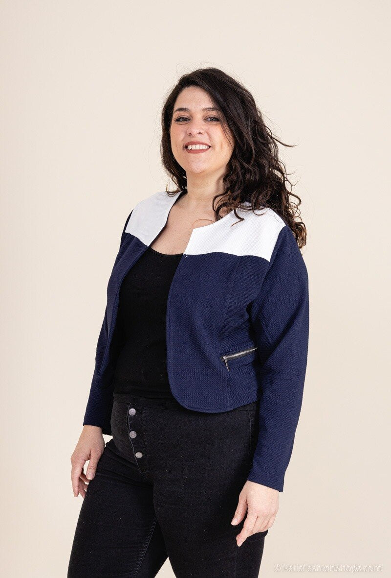 Plus Size Tvåfärgad Stretchjacka