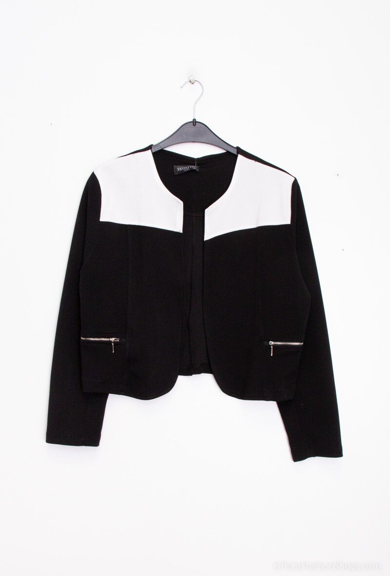 Plus Size Twoech -tone stretch jacket