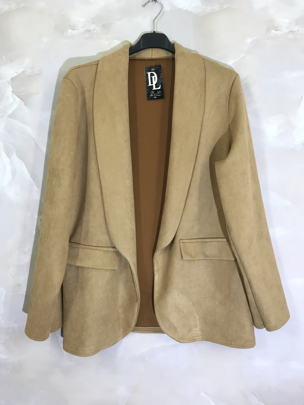 Plus Size Suede-effect suede suit jacket with fake pockets