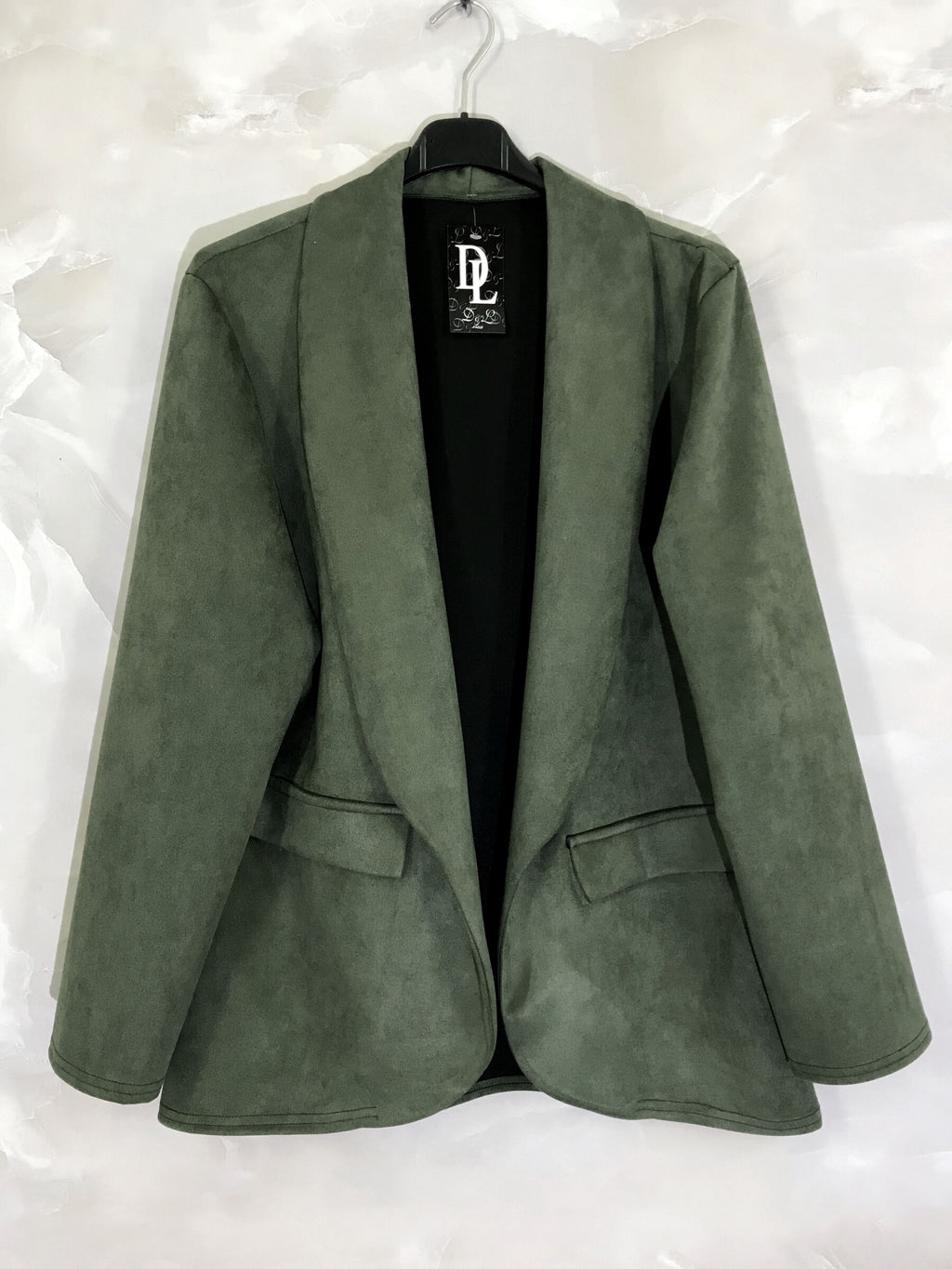 Plus Size Suede-effect suede suit jacket with fake pockets