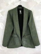 Plus Size Suede-effect suede suit jacket with fake pockets