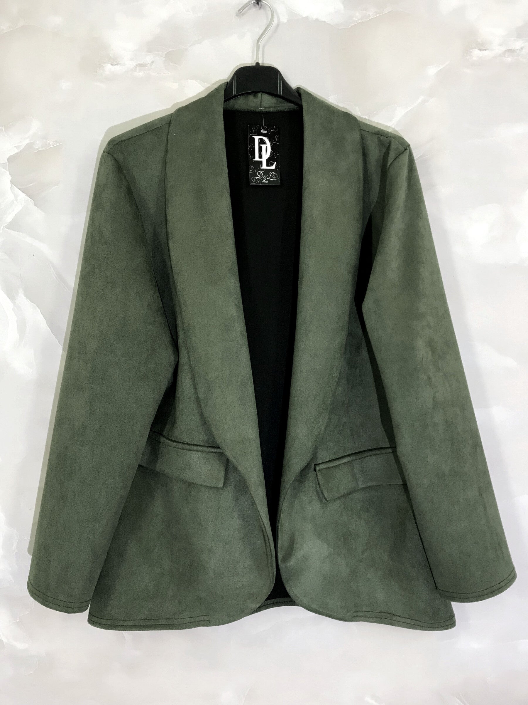 Plus Size Suede-effect suede suit jacket with fake pockets