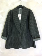 Plus Size Striped pattern suit jacket with one button