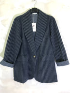 Plus Size Striped pattern suit jacket with one button