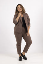 Plus Size Randig Mönstrad Kavaj med En Knap