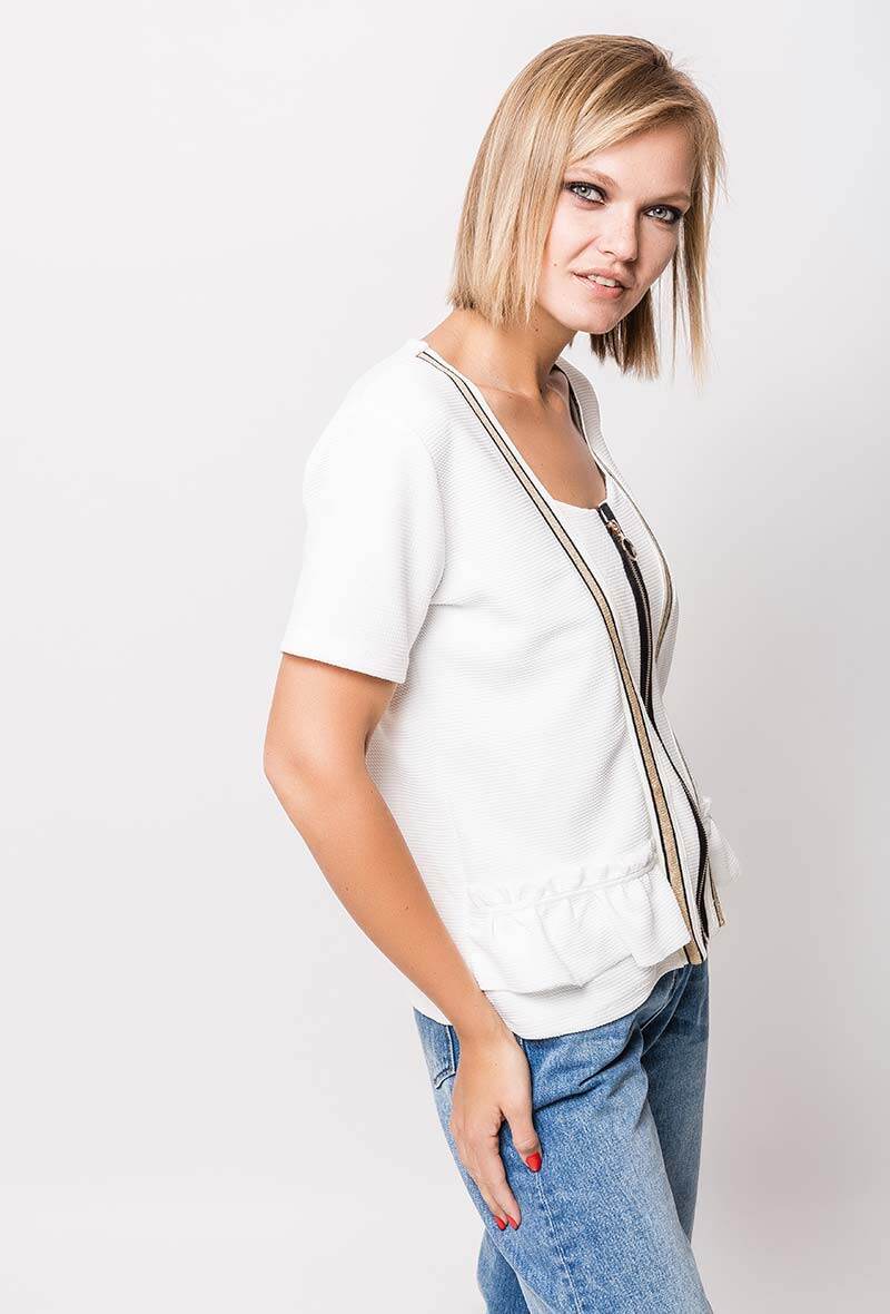 Plus Size Zip Jacket with Short Sleeves