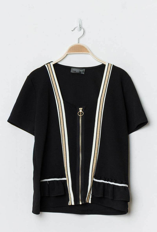 Plus Size Zip Jacket with Short Sleeves