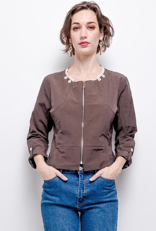 Plus Size Zipped Jacket