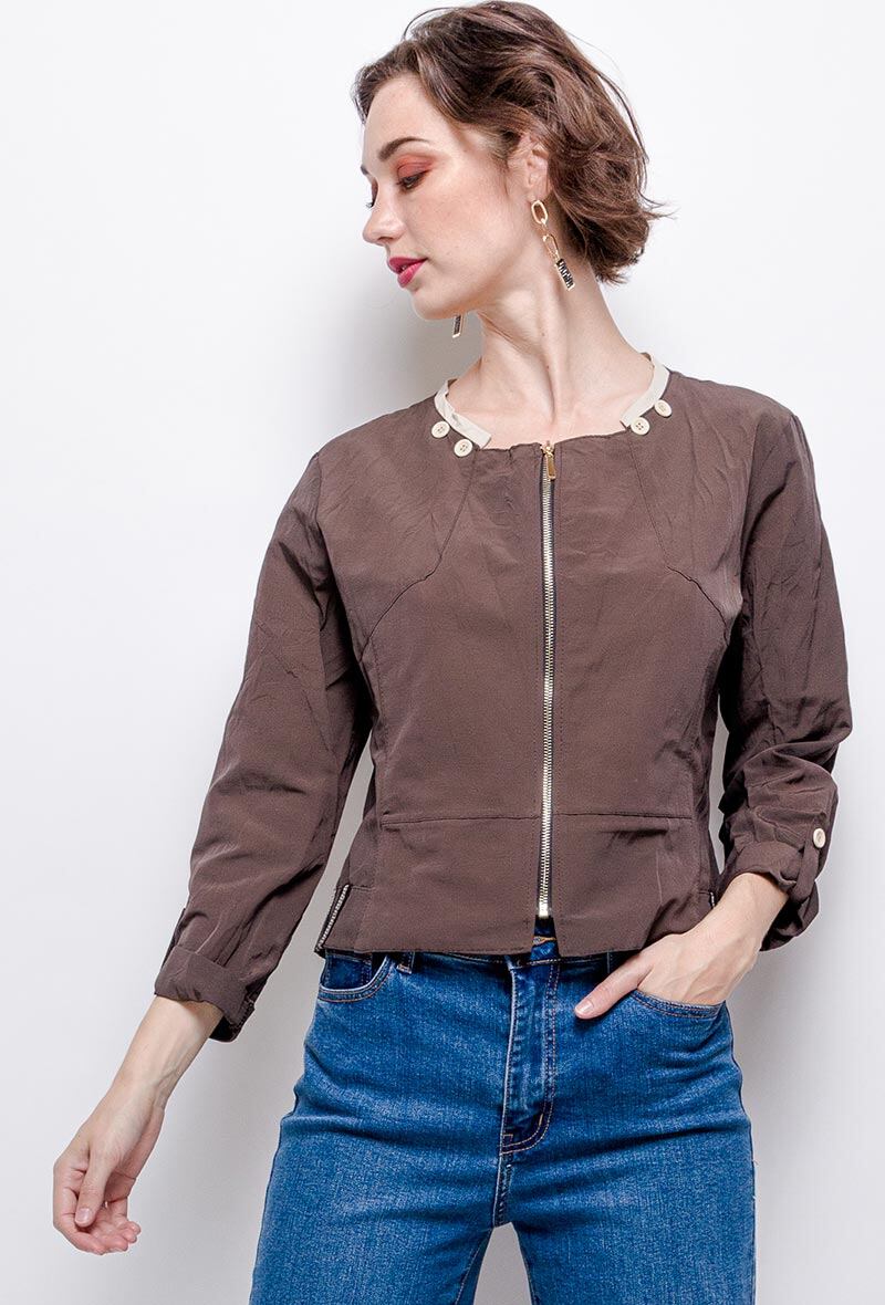 Plus Size Zipped Jacket