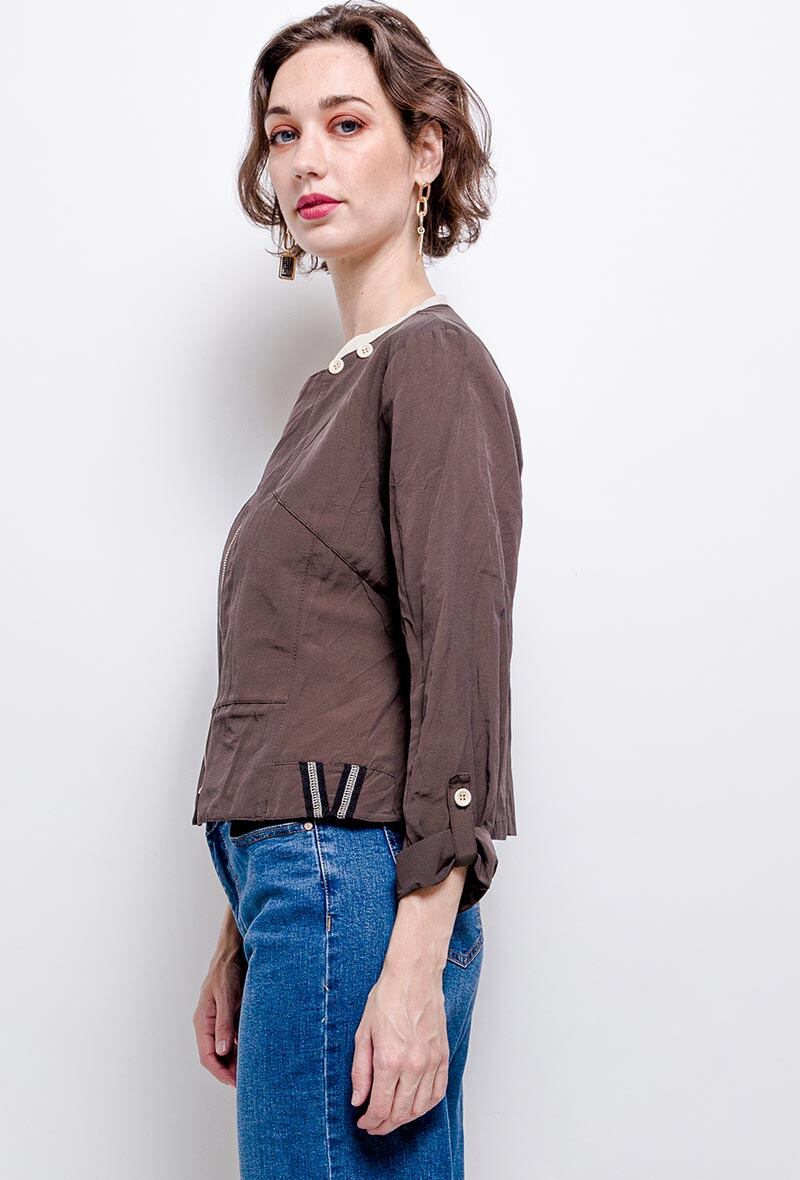 Plus Size Zipped Jacket