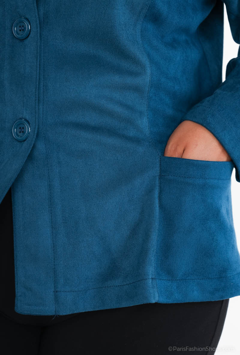 Plus Size Suede Jacket för Stora Storlekar
