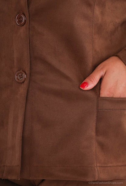Plus Size Suede Jacket för Stora Storlekar
