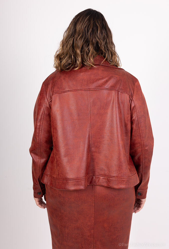 Plus Size Faux Leather Jacket