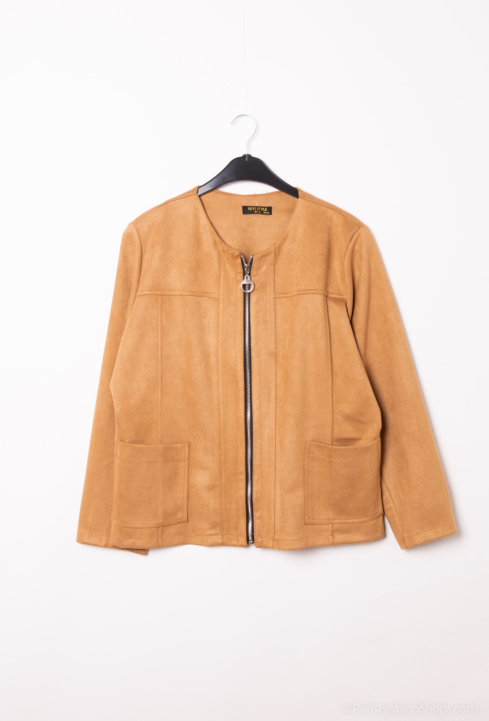 Suede-like zip jackets i Plus Size