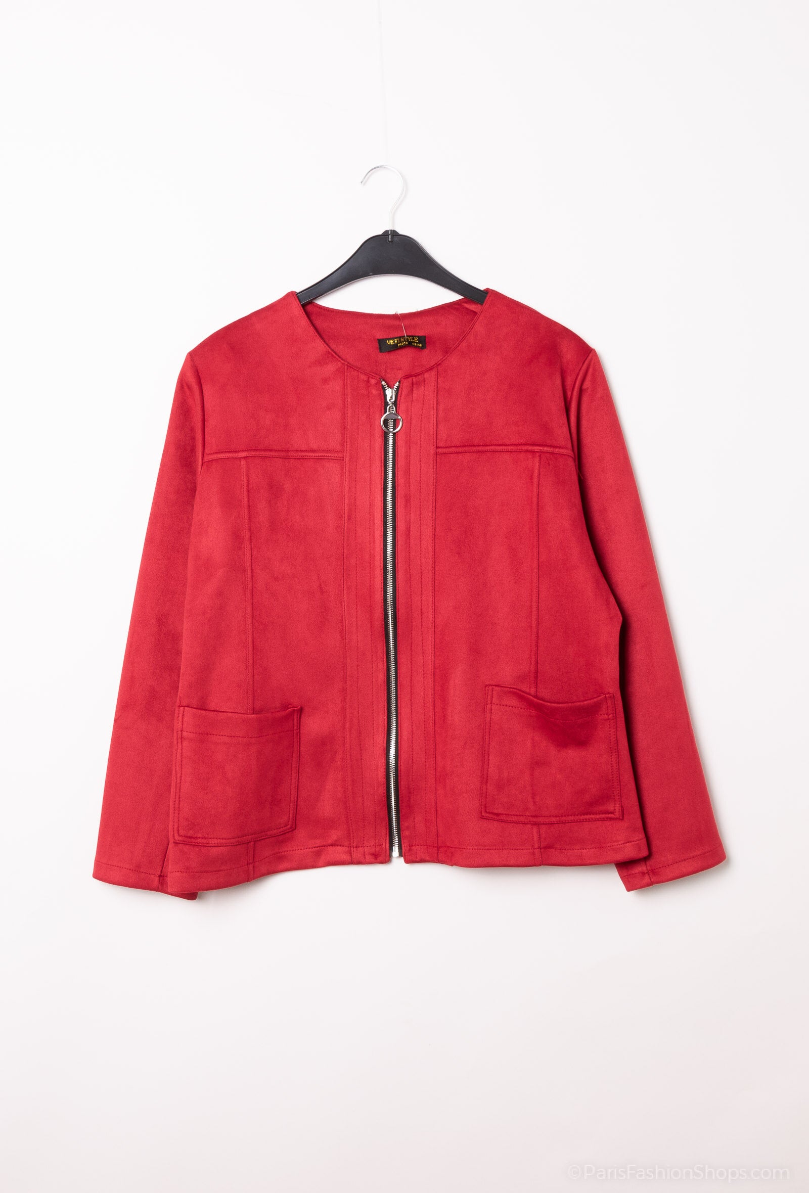 Suede-like zip jackets i Plus Size