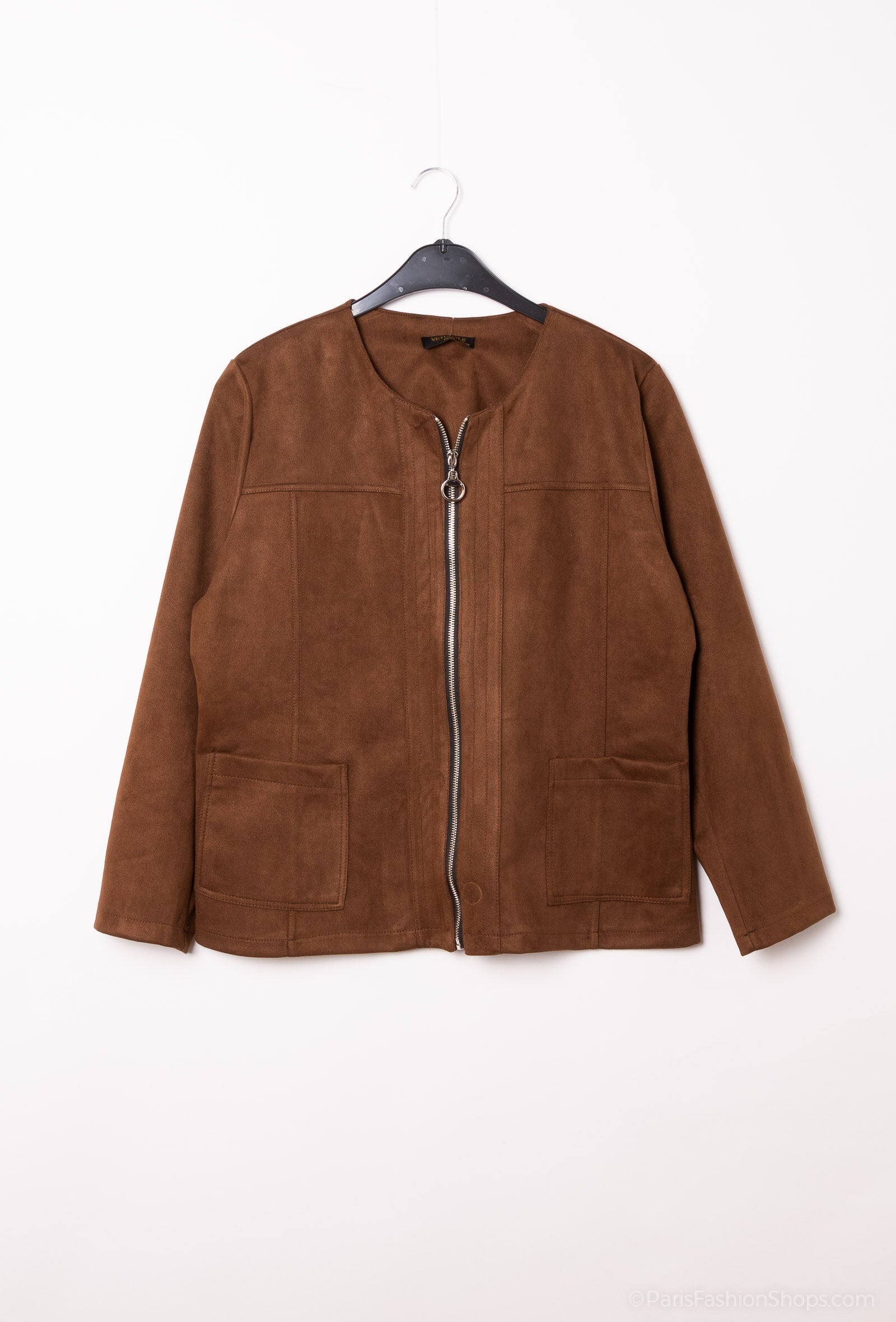 Suede-like zip jackets i Plus Size