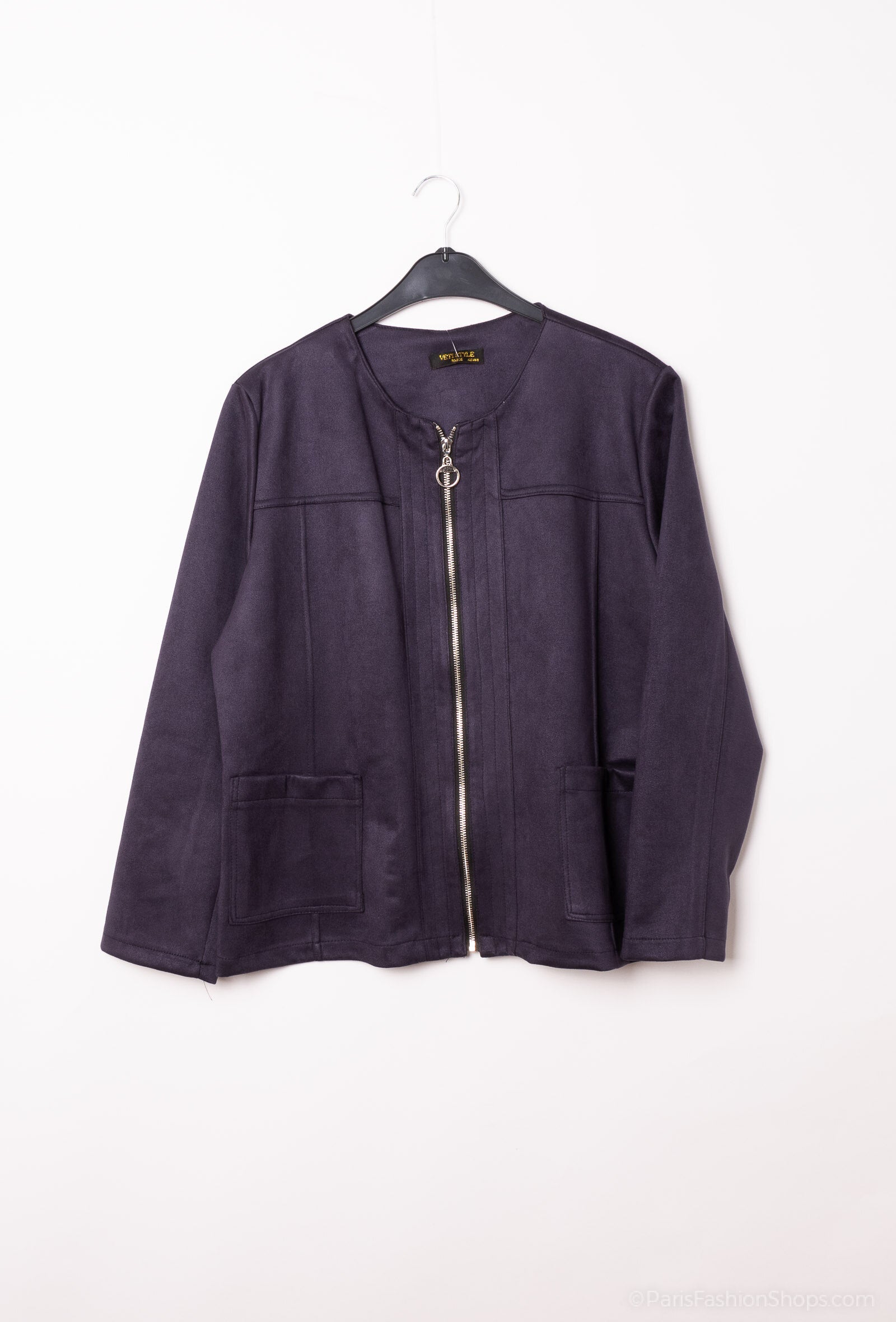 Suede-like zip jackets i Plus Size