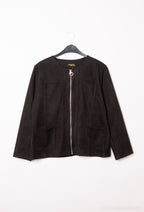 Suede-like zip jackets i Plus Size