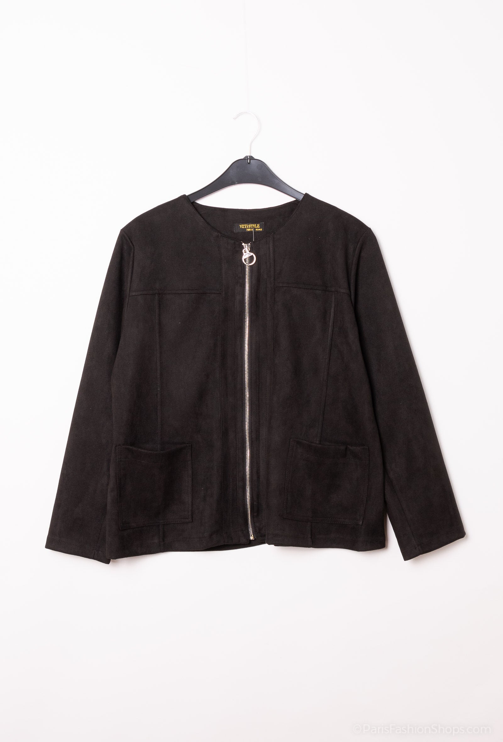 Suede-like zip jackets i Plus Size