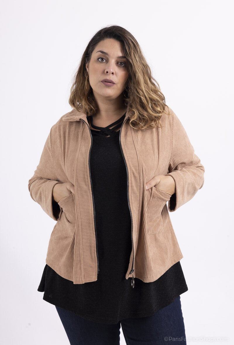 Plus Size Corduroy jackets with zipped pockets