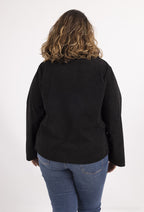 Plus Size Corduroy Jacka med Dragkedjefickor
