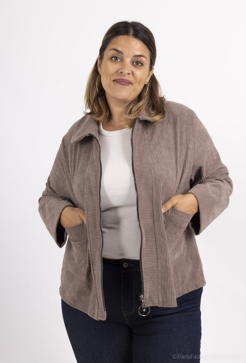 Plus Size Corduroy jackets with zipped pockets