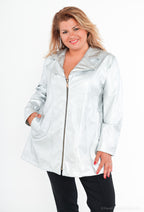 Plus Size Zipper Jacket Unicolor för Kvinnor
