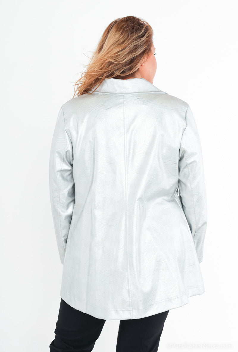 Plus Size Zipper Jacket Unicolor för Kvinnor