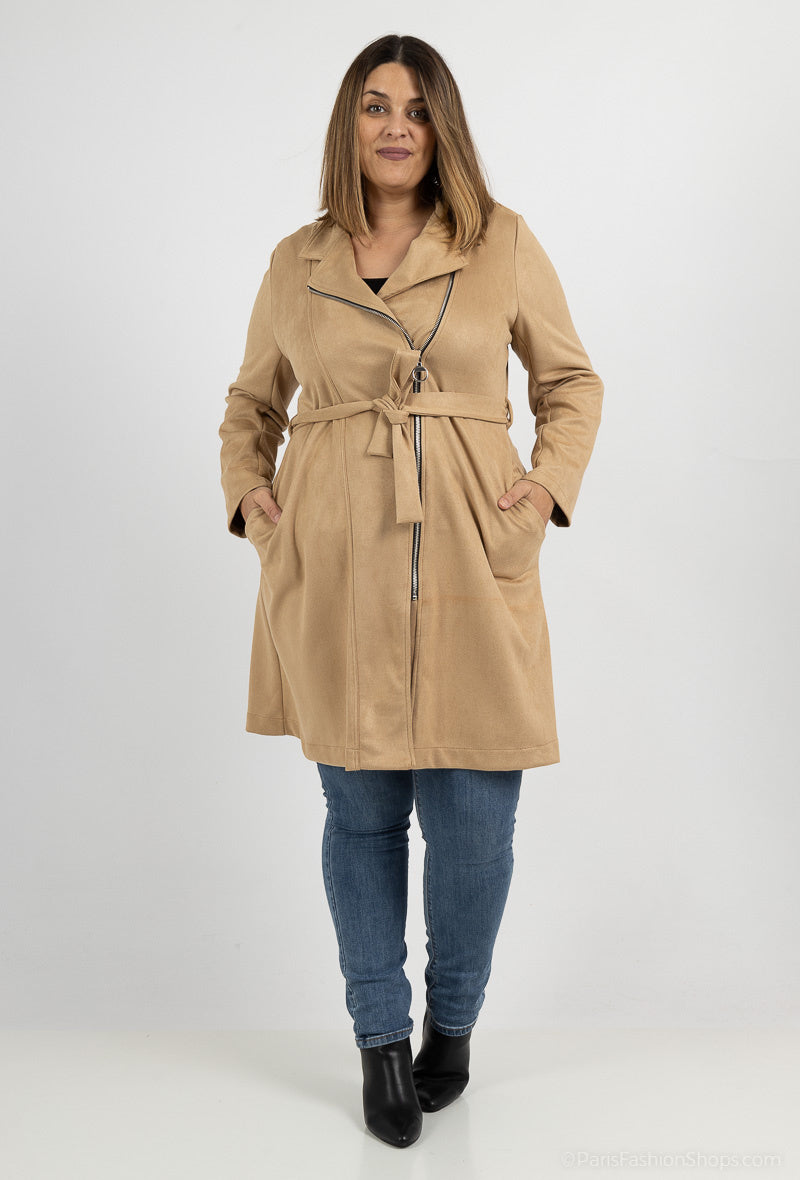 Plus Size Long suede jackets