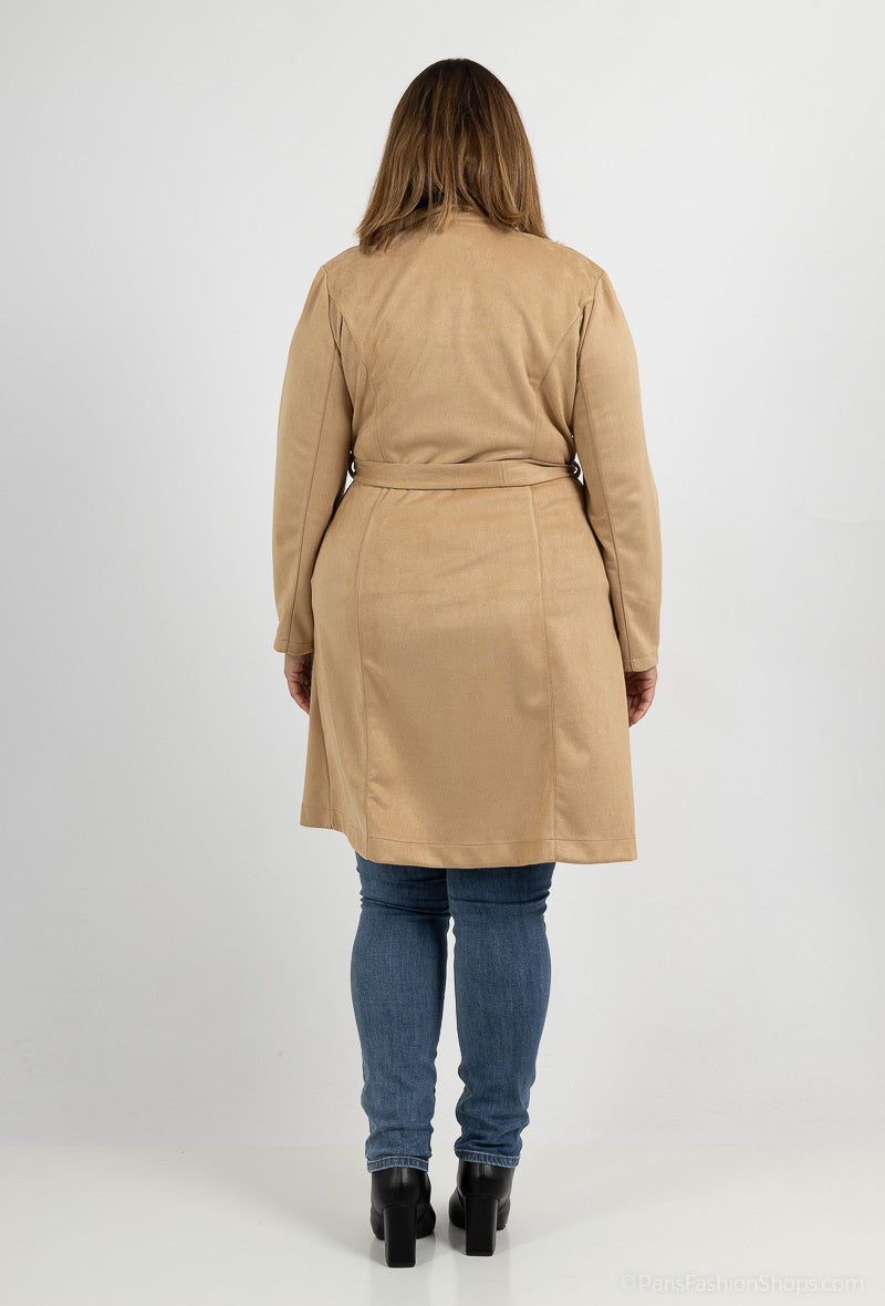 Plus Size Lång Suede Jacka