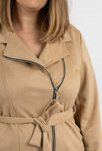 Plus Size Lång Suedejacka